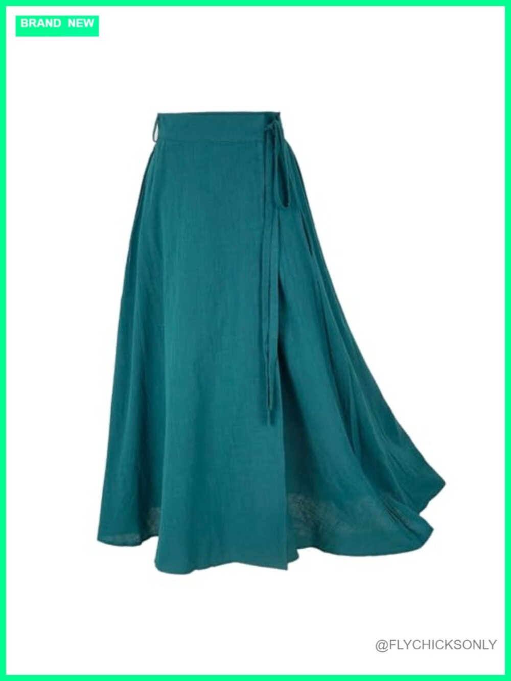 Linen Cotton Wrap Maxi Skirt A Line Tie Closure Pockets Beach Vacation